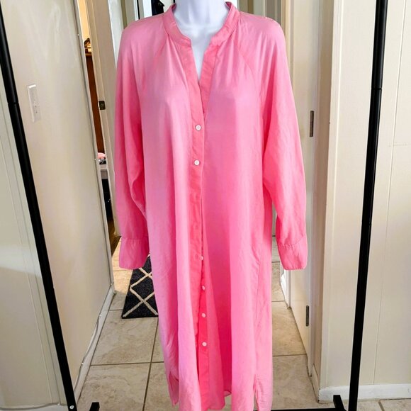 Zara Pink Linen Midi Buttoned dress sz S - Picture 7 of 8